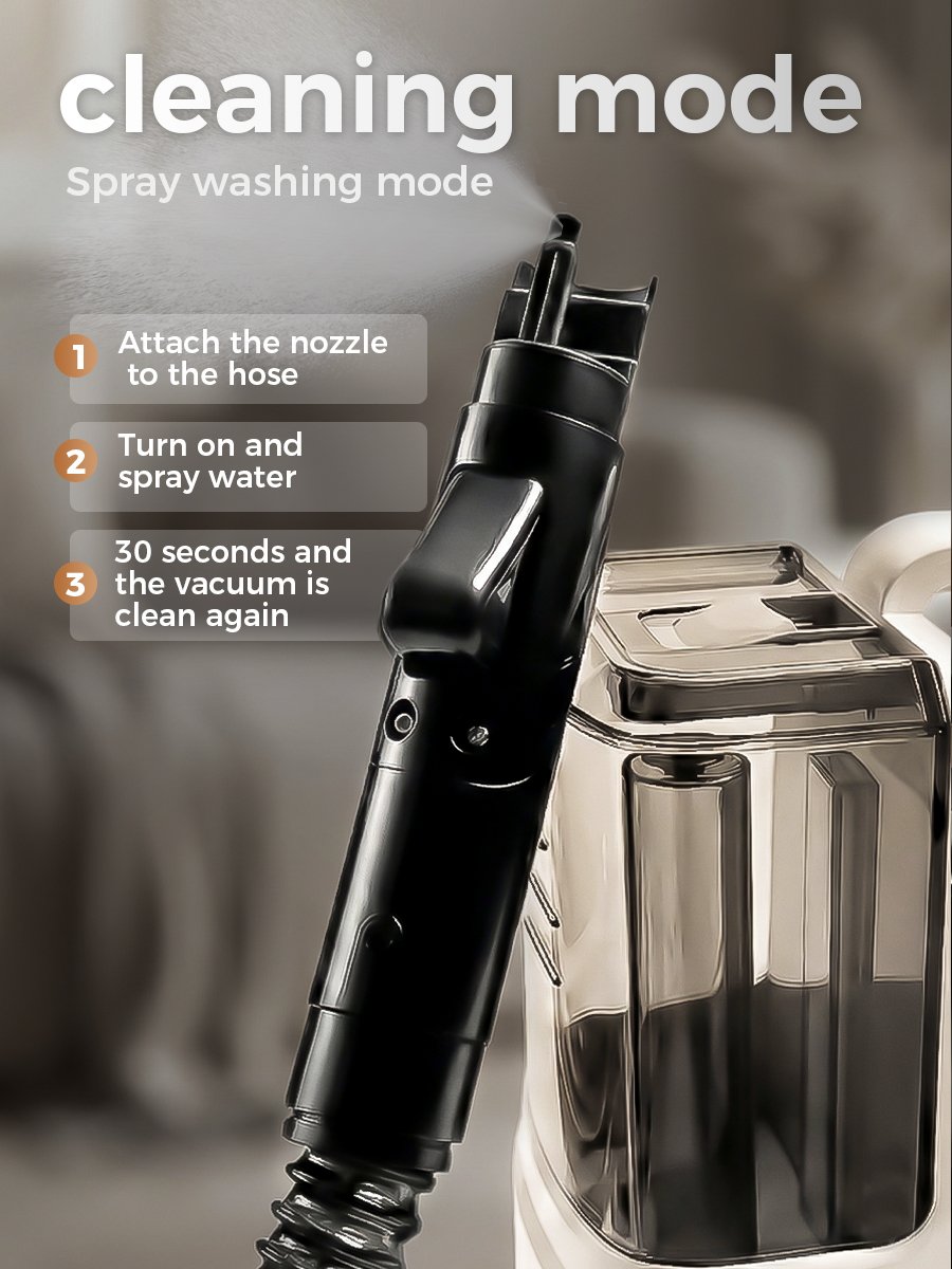 Cleaning Mode Operation | Cold Water Upholstery Cleaner Cleaning mode demonstration of cold water upholstery cleaner, showing spray and suction steps