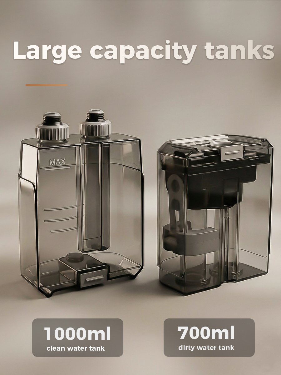 Large Capacity Tanks | Cold Water Upholstery Cleaner Large capacity water tanks for cold water upholstery cleaner, 1000ml clean water tank and 700ml dirty water tank